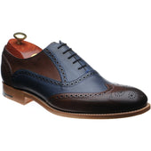 Barker Valiant mens brogues in ebony and navy hand painted calf