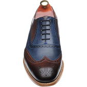 Barker Valiant mens brogues in ebony and navy hand painted calf
