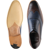 Barker Valiant mens brogues in ebony and navy hand painted calf