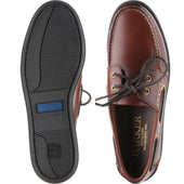Barker Wallis mens rubber-soled deck shoes in brown oil pull up