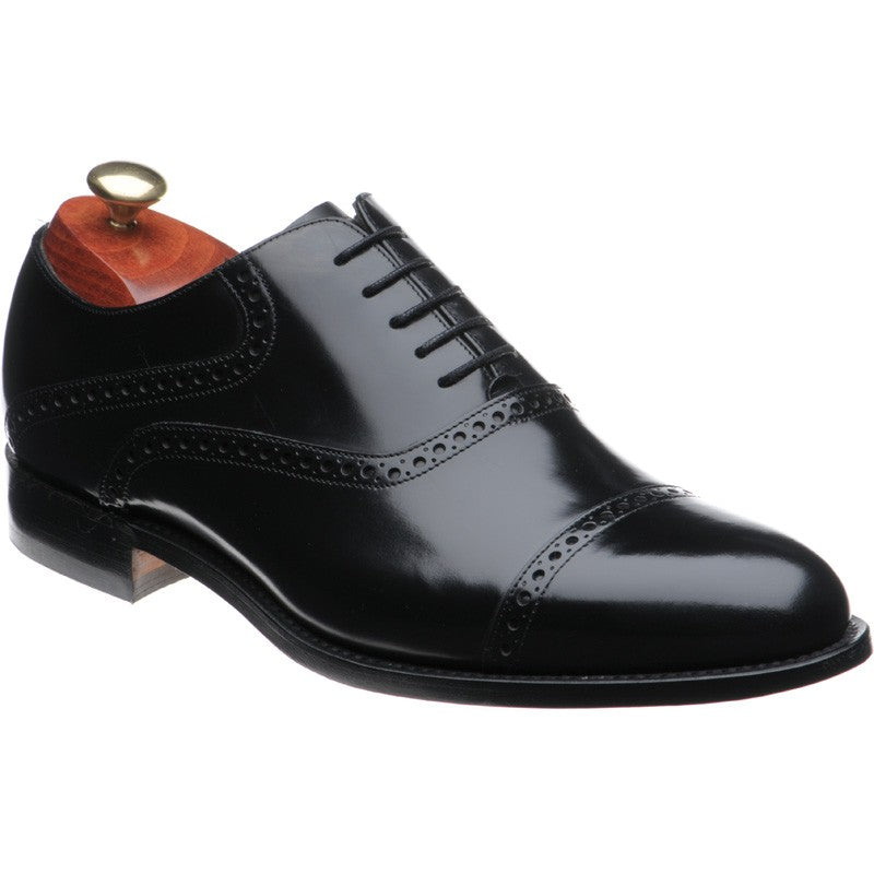 Barker Wilton mens semi-brogues in black polished