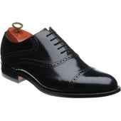 Barker Wilton mens semi-brogues in black polished