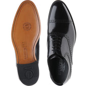 Barker Wilton mens semi-brogues in black polished