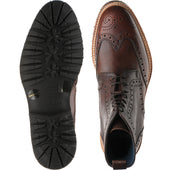Barker Woodbury mens rubber-soled brogue boots in antikbox brown