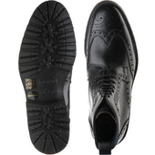 Barker Woodbury mens rubber-soled brogue boots in black waxy calf