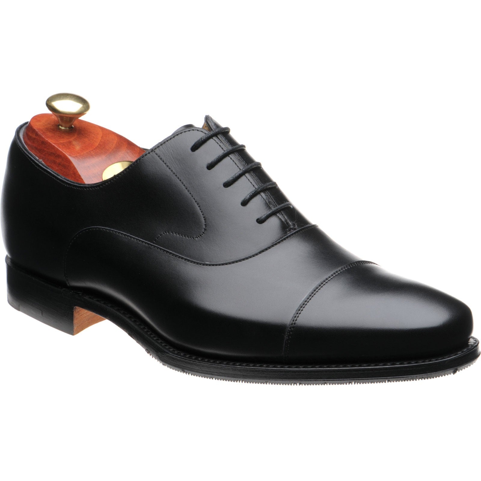 Barker Wright mens hybrid-soled Oxfords in black calf
