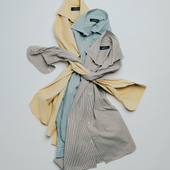 Barre Stripe Spread Collar Shirt