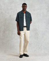 Bartlett Dark Green Two Tone Linen Short Sleeve Shirt