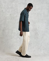 Bartlett Dark Green Two Tone Linen Short Sleeve Shirt
