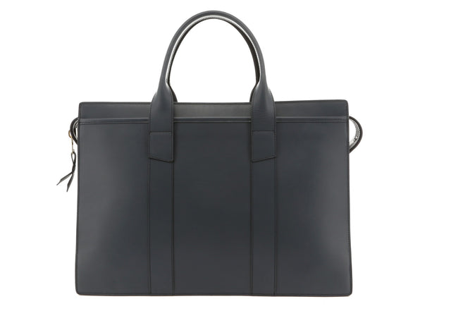 Double Zip-Top Briefcase - Battleship Grey - Belting Leather