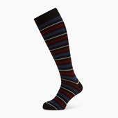 Dark Striped Merino Wool Long Socks