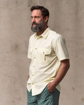 Washed Short Sleeve Feather Cloth Shirt - Ivory