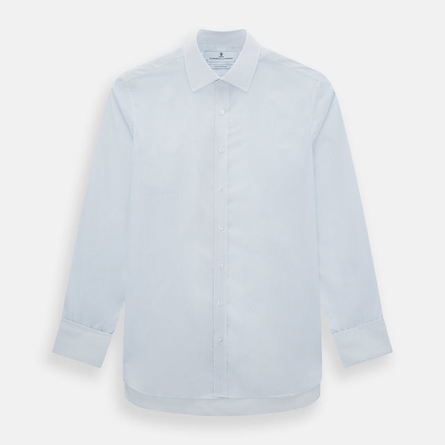 Blue and White Thin Stripe Shirt with T&A Collar and Double Cuffs