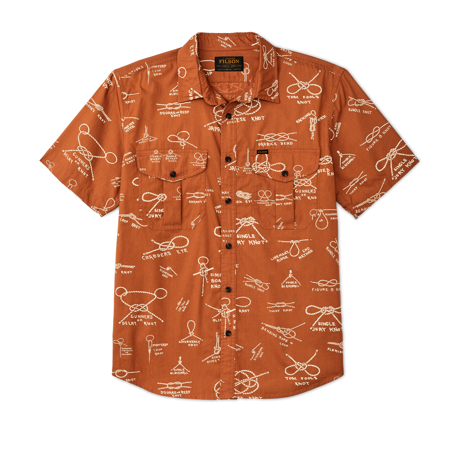 Filson's Washed Short Sleeve Feather Cloth Shirt - Bourbon / Knots