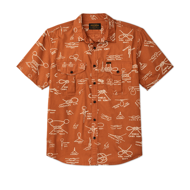Filson's Washed Short Sleeve Feather Cloth Shirt - Bourbon / Knots