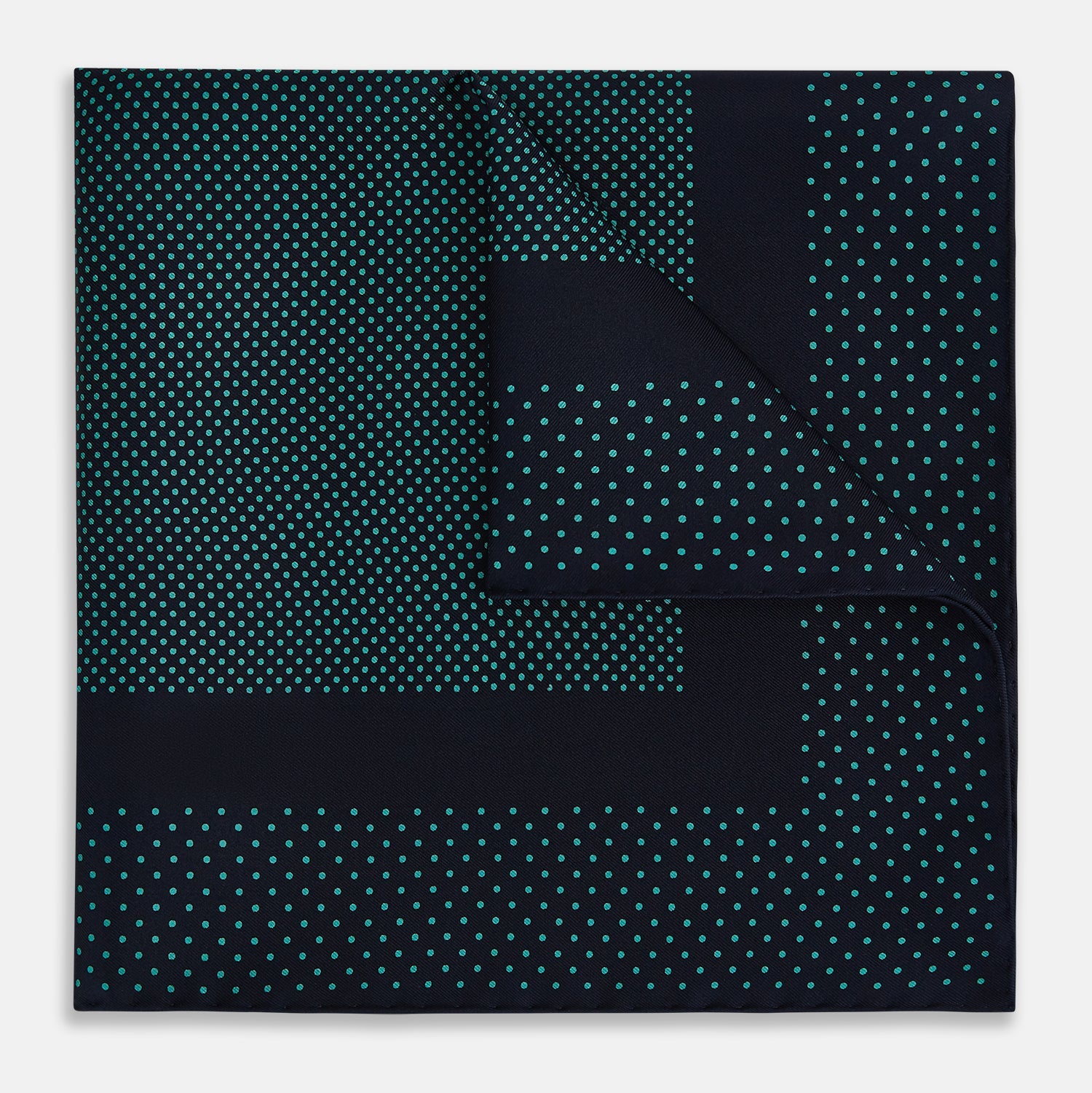Navy and Petrol Green Dot Silk Pocket Square