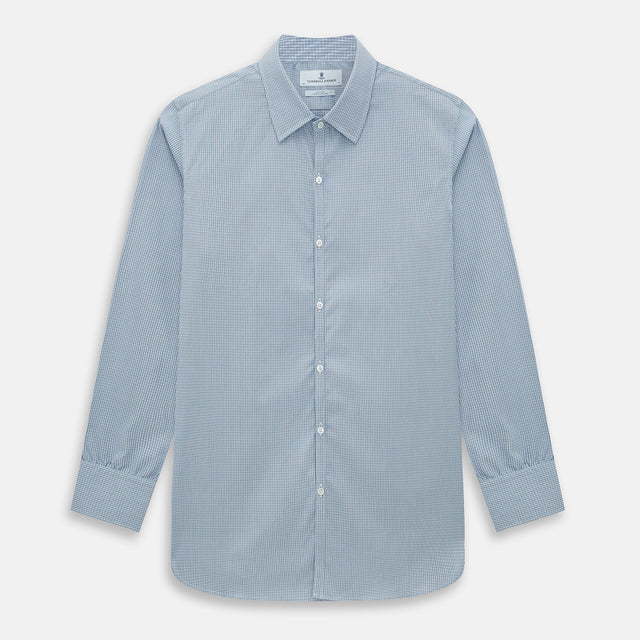 BLUE AND BROWN MICRO SHADOW CHECK WESTMINSTER SHIRT