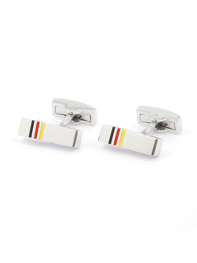 Rectangle cufflinks, black, red, yellow Tokyo