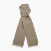 Beige And White Striped Cashmere Scarf