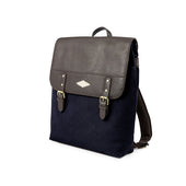 Mochila Backpack Leather With Navy Canvas