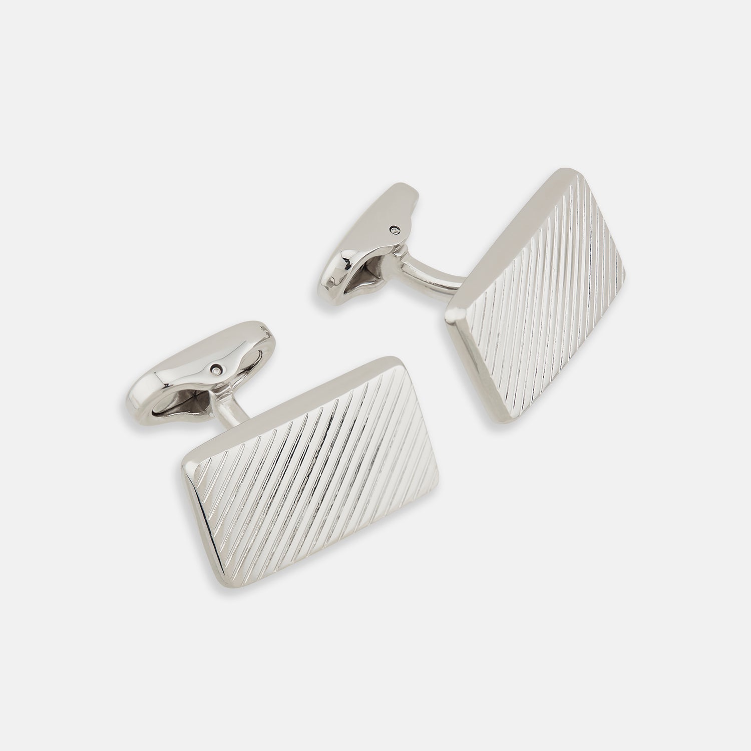 Diagonal Striped Rectangular Cufflinks