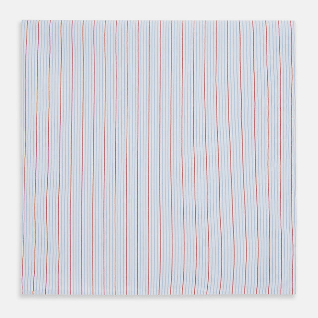 Hand Rolled Red Multi Pinstripe Handkerchief