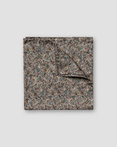 Light Brown Floral Print Silk Pocket Square