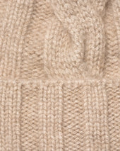 Beige Cable Knit Cashmere Beanie