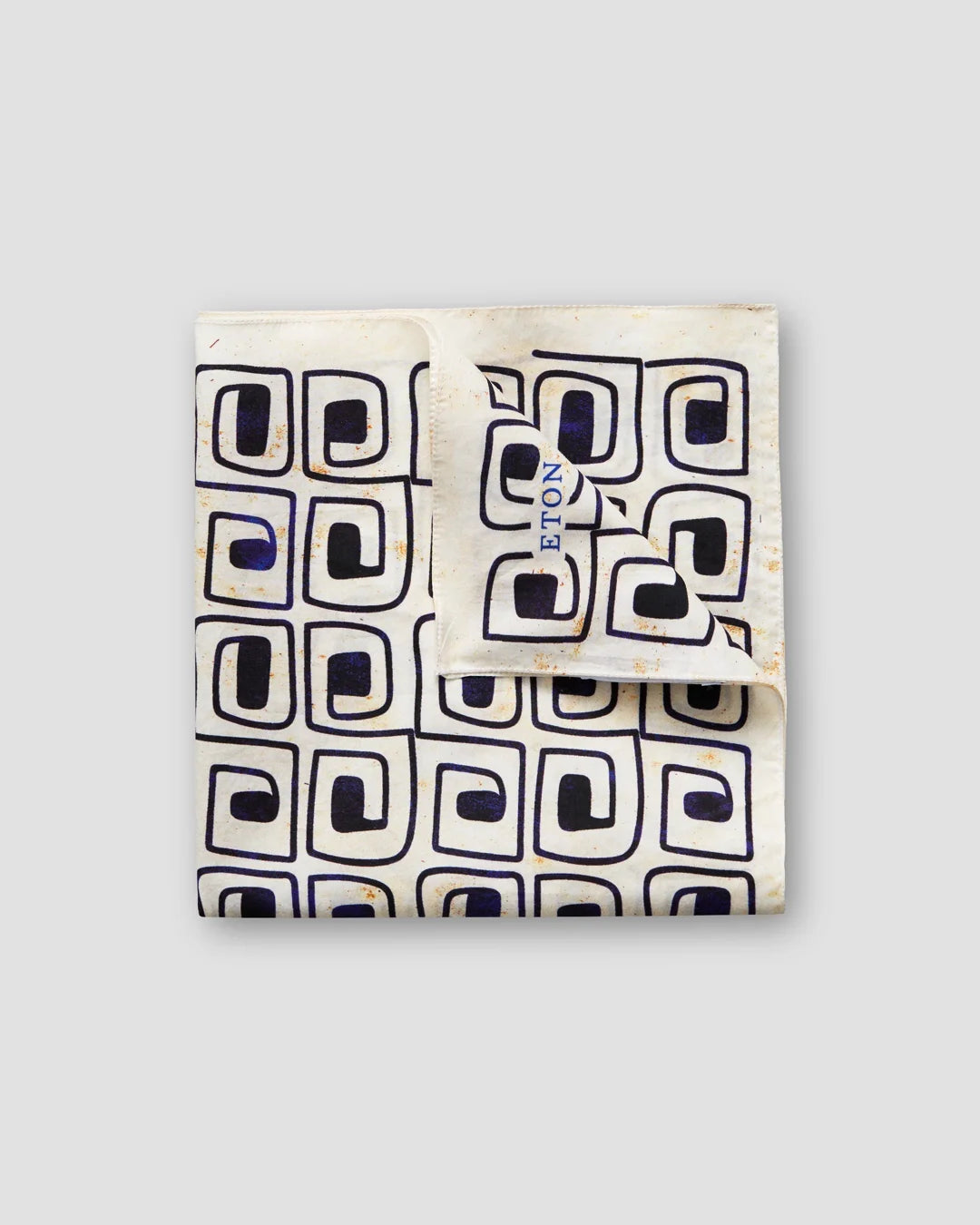 Beige Block Print Pocket Square