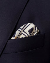 Beige Block Print Pocket Square