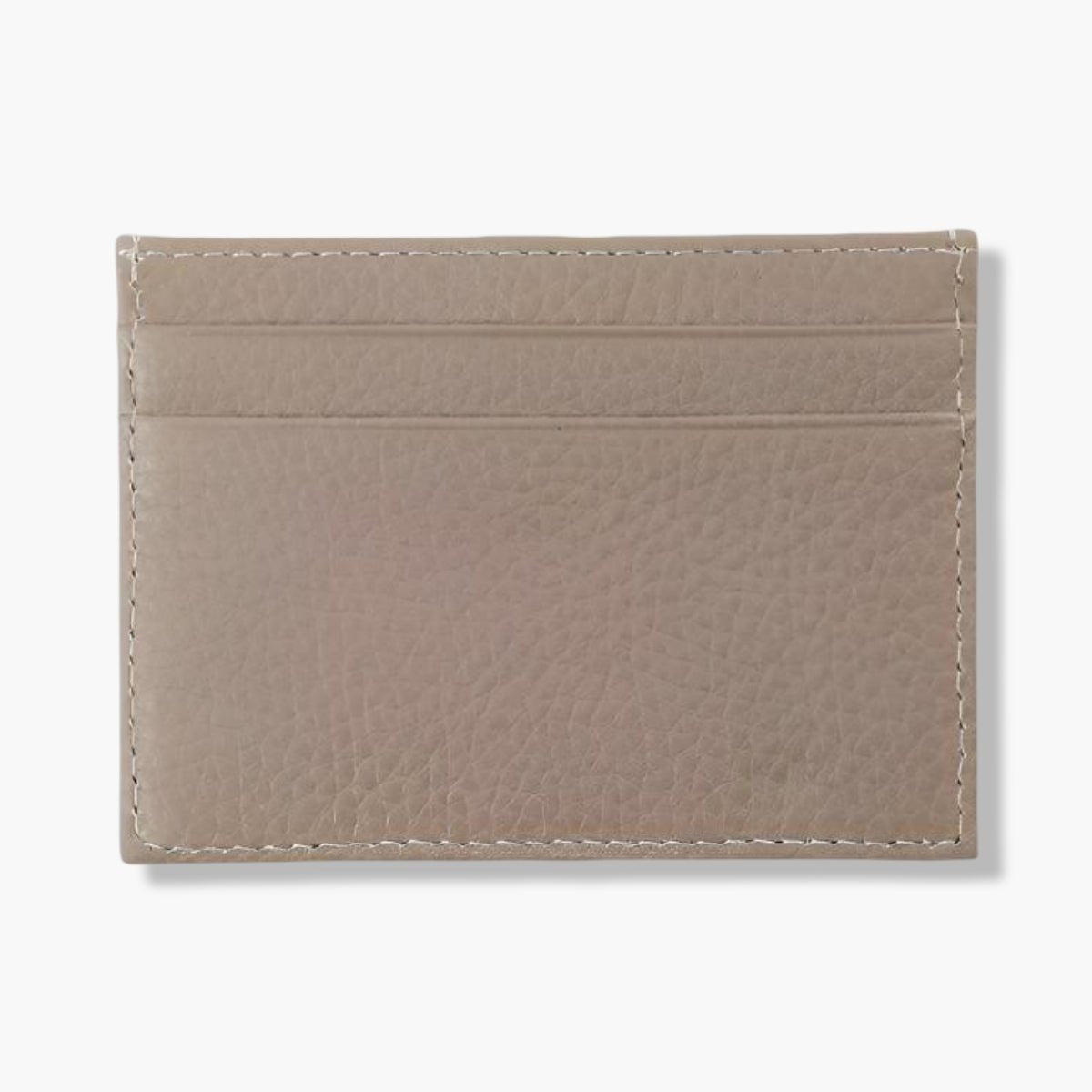 Beige Calf Leather Double Sided Card Holder