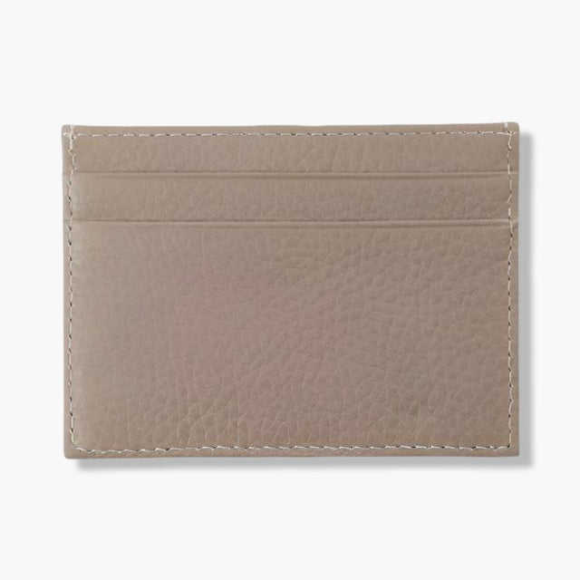 Beige Calf Leather Double Sided Card Holder