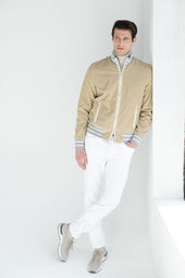Beige Corduroy College Bomber Made In Italy