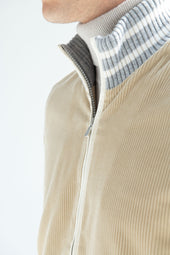 Beige Corduroy College Bomber Made In Italy