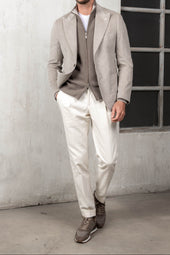 Beige Corduroy Jacket Soragna Collection Made In Italy