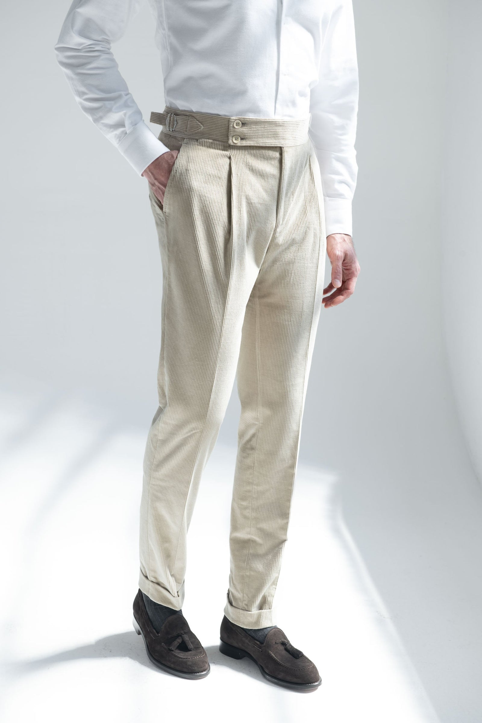 Beige Corduroy Trousers Soragna Capsule Collection Made In Italy