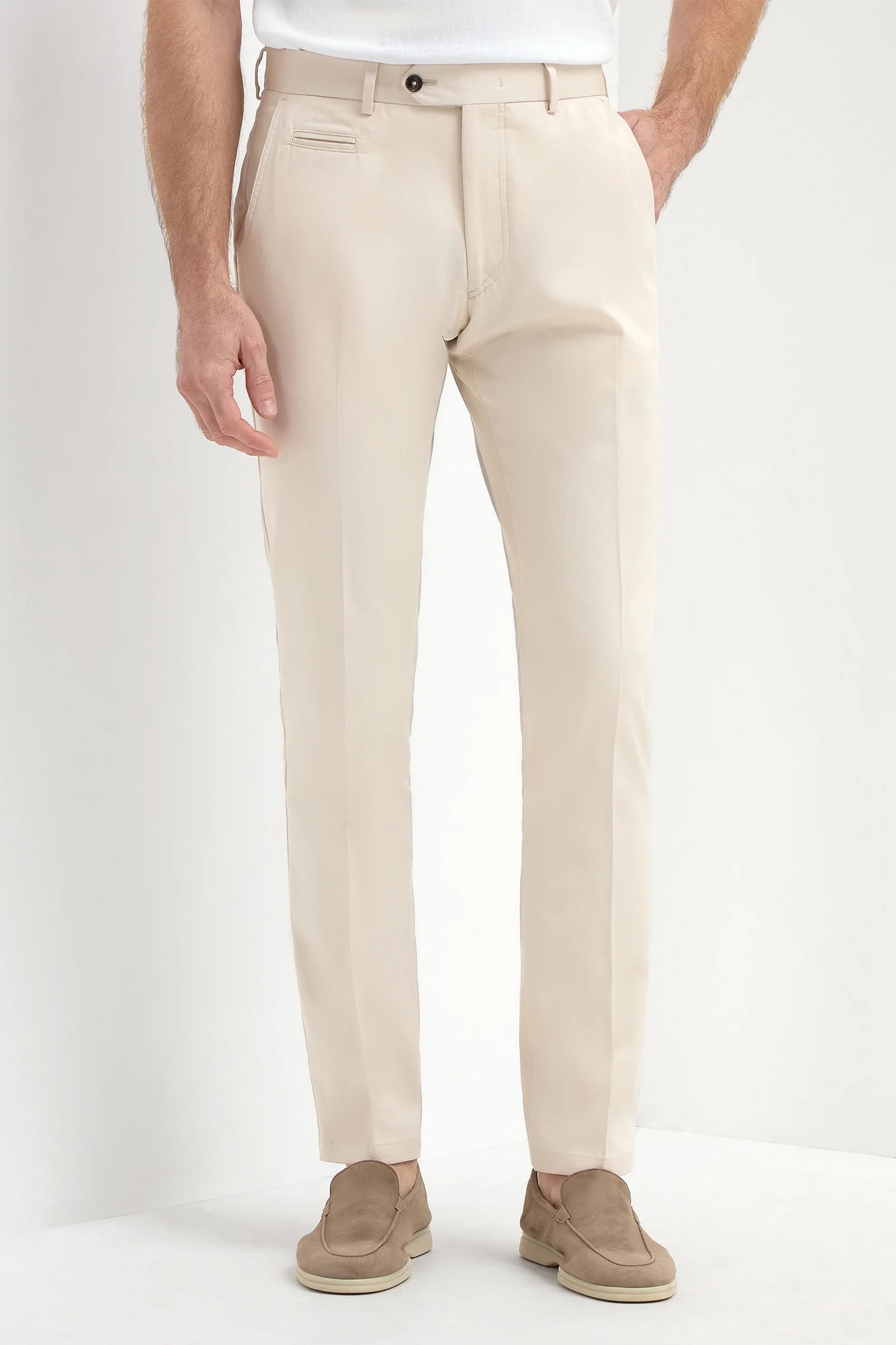 Beige Cotton Garda Trousers Made In Italy