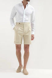 Beige Cotton Shorts Made In Italy