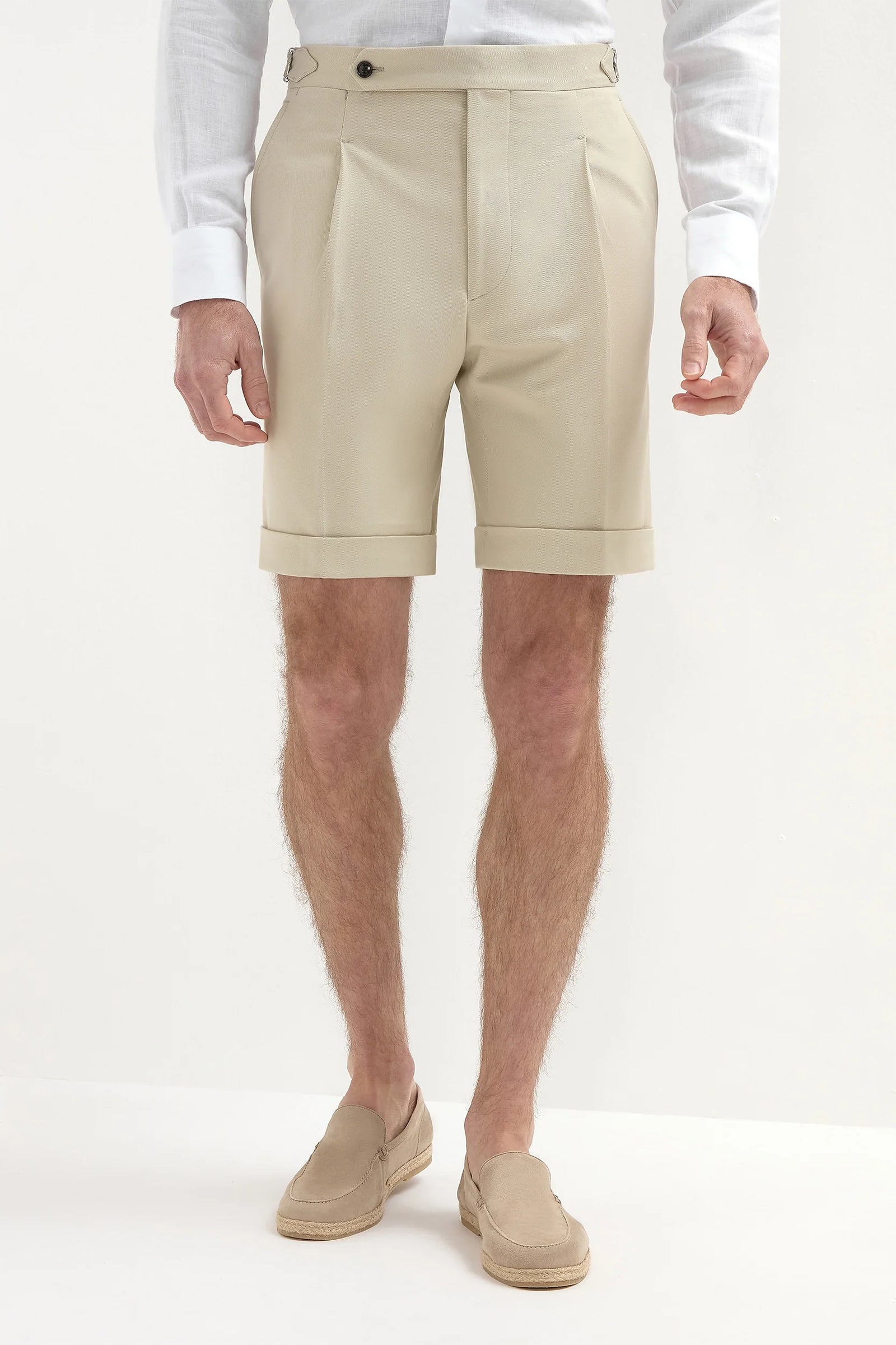 Beige Cotton Shorts Made In Italy