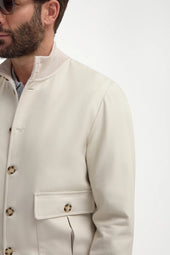 Beige Cotton And Silk Bomber Made In Italy