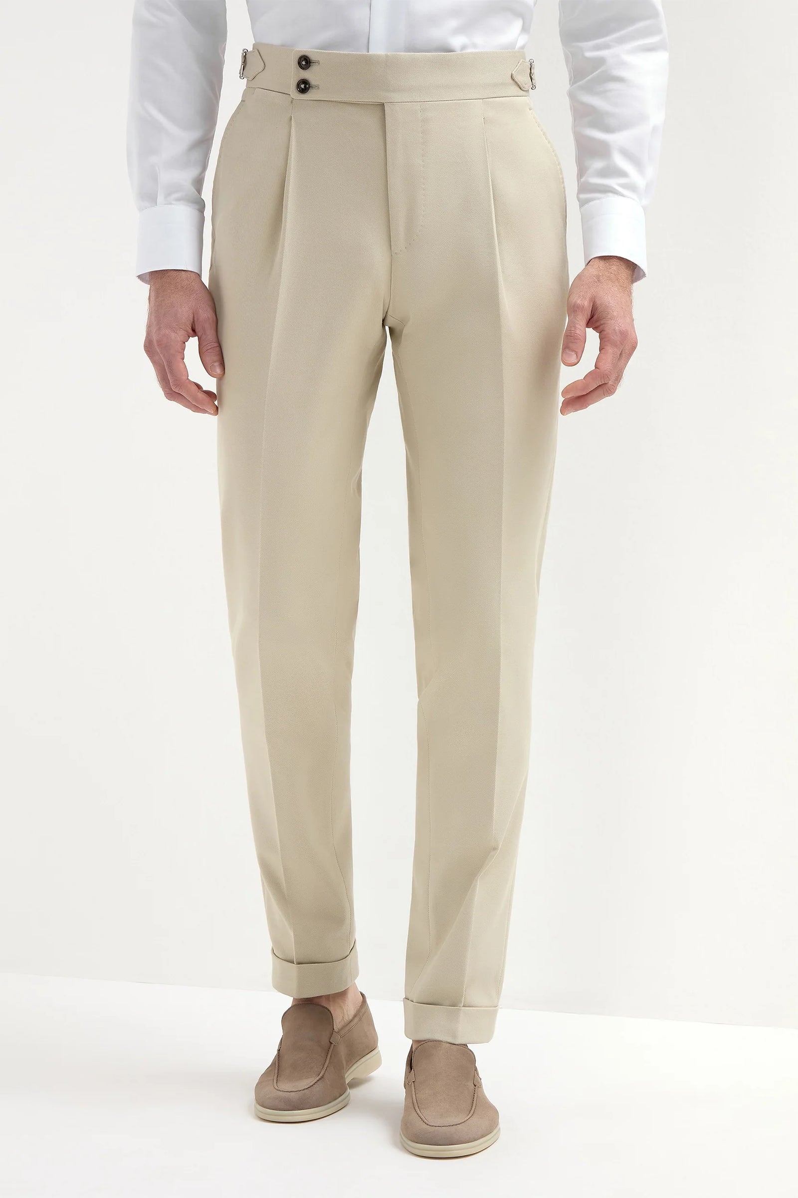 Beige Cotton Soragna Trousers Made In Italy