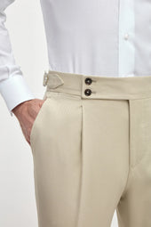 Beige Cotton Soragna Trousers Made In Italy
