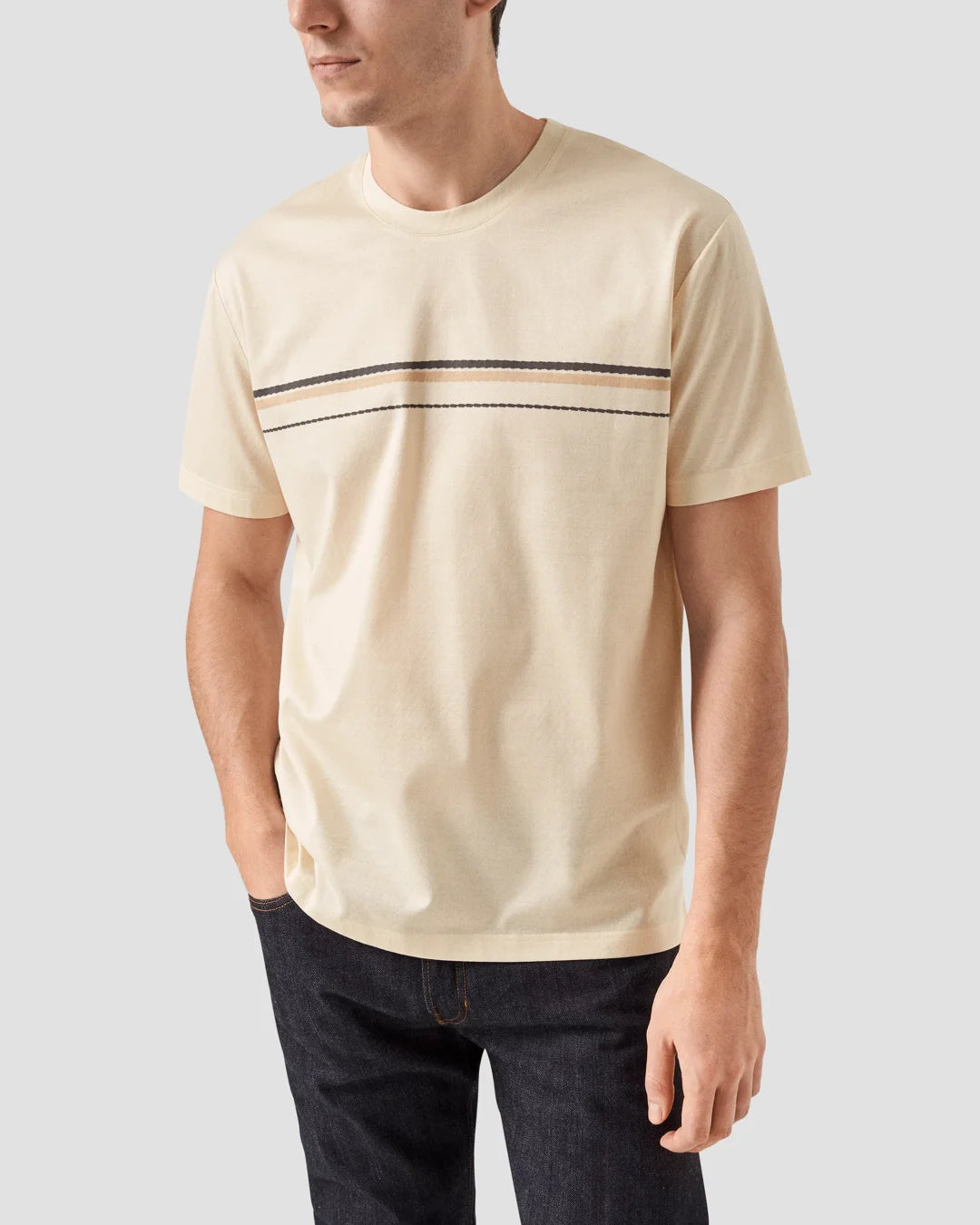 Light Brown Striped Filo Di Scozia T Shirt Eton