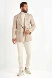 Sand double breasted jacket - Made in Italy