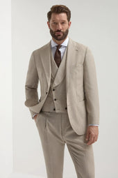 Beige Double Breasted Waistcoat Made In Italy