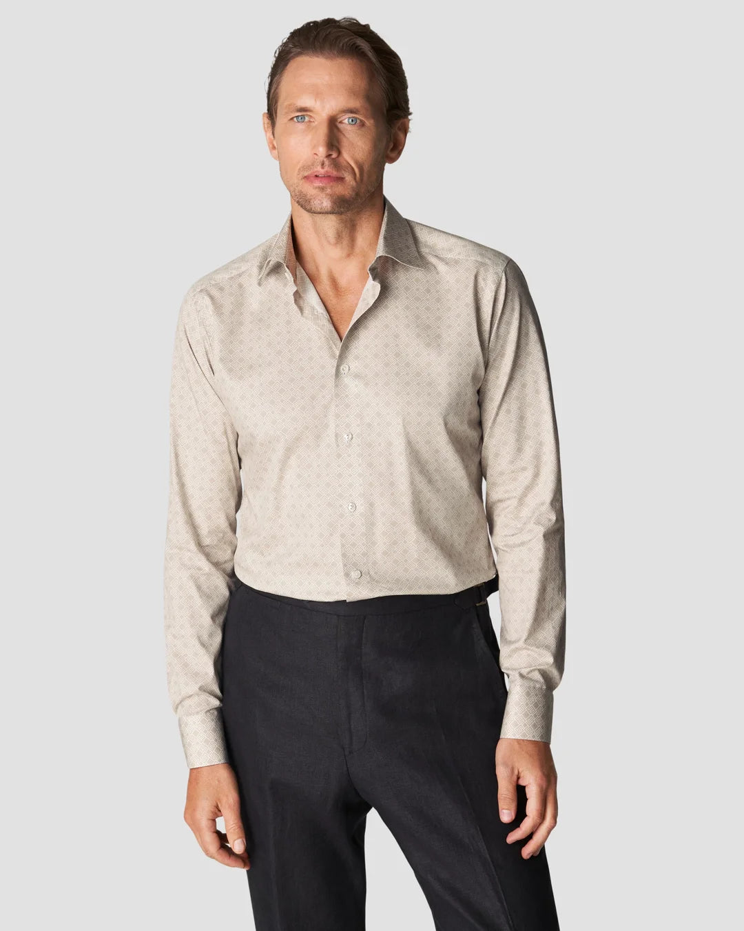 Double E Logo Print Fine Twill Shirt Eton