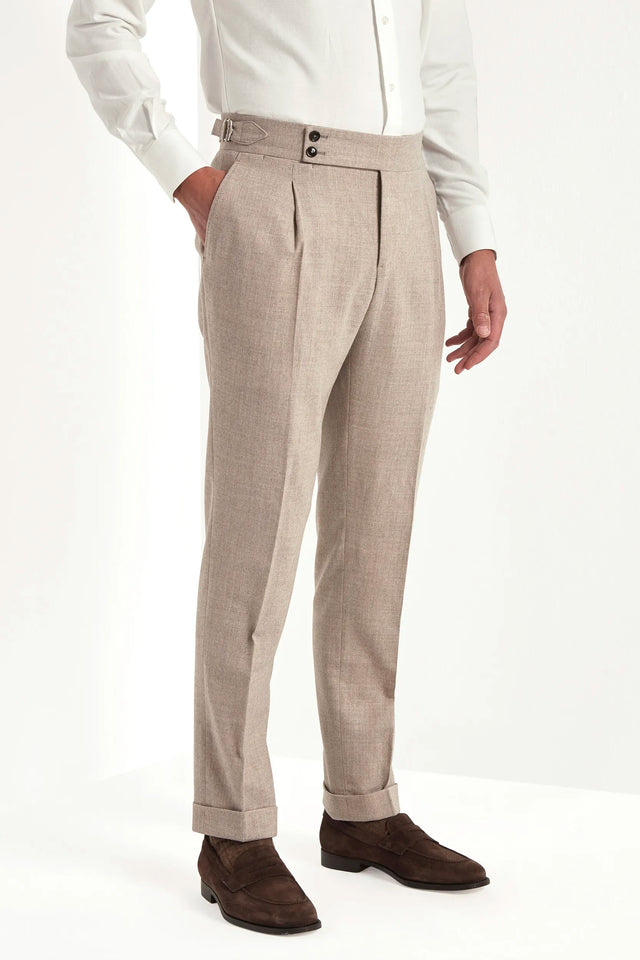 Beige flannel Soragna trousers - Made in Italy