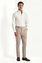 Beige Flannel Soragna Trousers Made In Italy