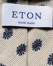 Beige Floral Silk Cotton Tie