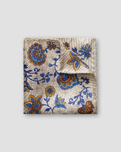 Beige floral silk pocket square